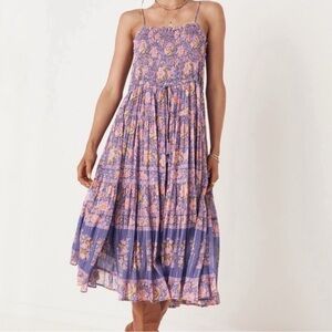 Spell and the Gypsy Juniper Shirred Strappy Dress in Violet Sz Small